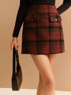 Online Tweed Checked Mini Skirt Skirts|Bottoms