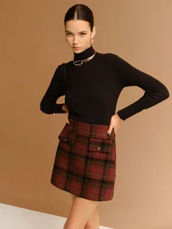 Hot Tweed Checked Mini Skirt Skirts|Bottoms