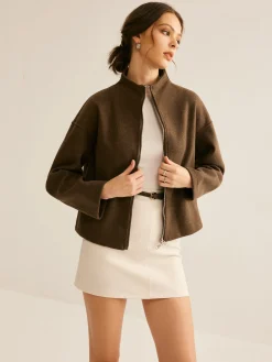 Outlet Tweed Double Zip Coat Outerwear|Coats