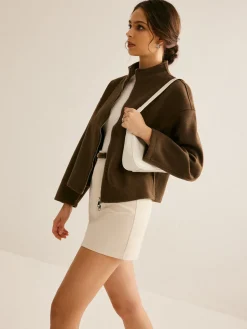Outlet Tweed Double Zip Coat Outerwear|Coats