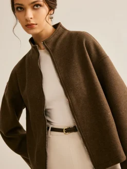 Outlet Tweed Double Zip Coat Outerwear|Coats