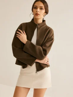 Outlet Tweed Double Zip Coat Outerwear|Coats