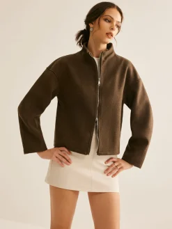 Outlet Tweed Double Zip Coat Outerwear|Coats