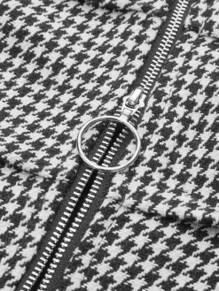 Clearance Tweed Houndstooth Zipper Sweatshirt Sweatshirts & Hoodies|Tops