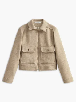 Online Tweed Lapel Zipper Jacket Outerwear|Jackets