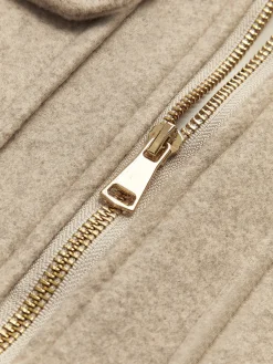 Online Tweed Lapel Zipper Jacket Outerwear|Jackets