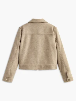 Online Tweed Lapel Zipper Jacket Outerwear|Jackets
