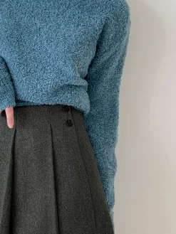 Clearance Tweed Pleated Button Midi Skirt Skirts|Bottoms