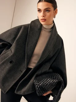 New Tweed Pockets Loose Coat Outerwear|Coats