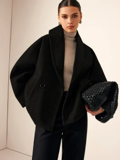 New Tweed Pockets Loose Coat Outerwear|Coats