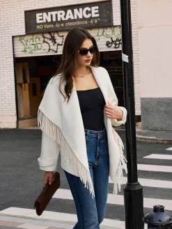 Discount Tweed Tassel Winter Coat Outerwear|Coats