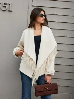 Discount Tweed Tassel Winter Coat Outerwear|Coats