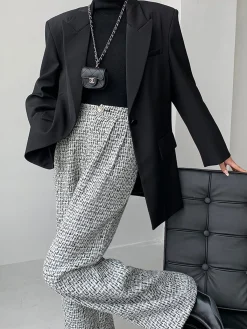 Sale Tweed Wide Leg Dress Pants Wide Leg|Pants