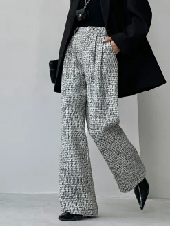Sale Tweed Wide Leg Dress Pants Wide Leg|Pants