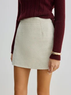 Hot Tweed Zipper A-Line Mini Skirt Skirts|Bottoms