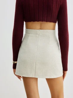 Hot Tweed Zipper A-Line Mini Skirt Skirts|Bottoms