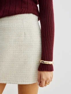 Hot Tweed Zipper A-Line Mini Skirt Skirts|Bottoms