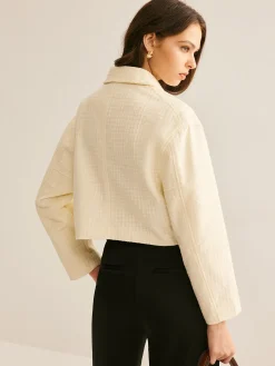 Best Tweed Zipper Polo Jacket Outerwear|Tops