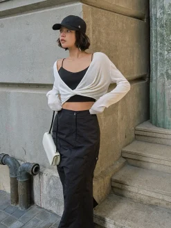 Twist Cover Up Crop Knit Top Sweater Tops|Sweaters & Cardigans