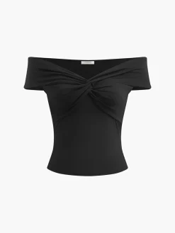 Sale Twist Front Off Shoulder Top T-shirts|Tops