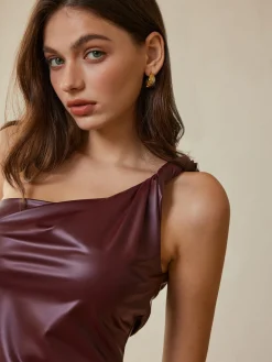 Sale Twist-Strap Faux Leather Tank Top Tank Tops & Camis|Tops