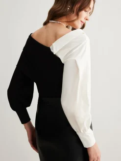 Clearance Two Tone Cold-Shoulder T-Shirt T-shirts|Matching Sets