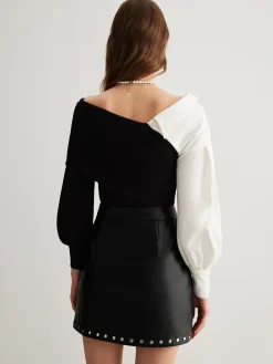 Clearance Two Tone Cold-Shoulder T-Shirt T-shirts|Matching Sets