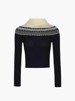 Outlet Two Tone Cutout Slim Sweater Sweater Tops|Sweaters & Cardigans
