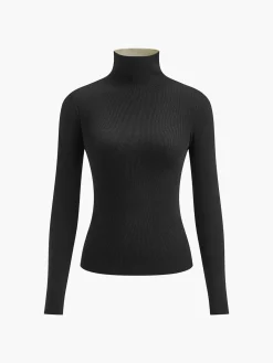 Outlet Two Tone Double Sided Long Sleeve Knit Top Sweater Tops|Sweaters & Cardigans