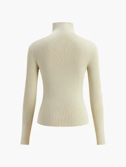 Outlet Two Tone Double Sided Long Sleeve Knit Top Sweater Tops|Sweaters & Cardigans