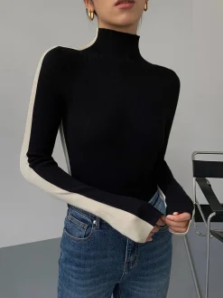 Best Two Tone Double Sided Long Sleeve Knit Top Sweater Tops|Sweaters & Cardigans