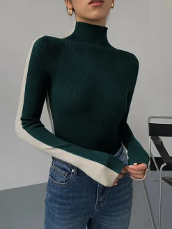 Best Two Tone Double Sided Long Sleeve Knit Top Sweater Tops|Sweaters & Cardigans