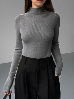 Best Two Tone Double Sided Long Sleeve Knit Top Sweater Tops|Sweaters & Cardigans