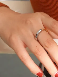Sale Two Tone Glossy Hoop Ring Rings & Bracelets|Accessories