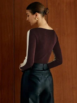 Hot Two Tone Panel Knit Top Sweater Tops|Sweaters & Cardigans