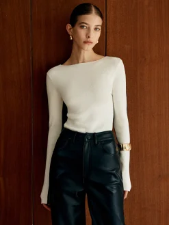 Hot Two Tone Panel Knit Top Sweater Tops|Sweaters & Cardigans