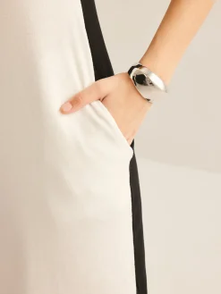 Two Tone Panel Pockets Tank Dress White Dresses|Casual Dresses