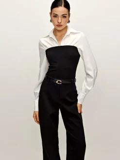 Best Two Tone Panel Polo Shirt Blouses & Shirts|Tops