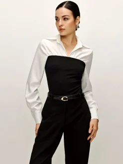 Best Two Tone Panel Polo Shirt Blouses & Shirts|Tops