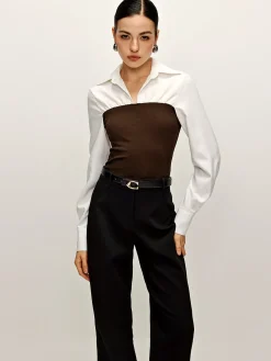 Best Two Tone Panel Polo Shirt Blouses & Shirts|Tops