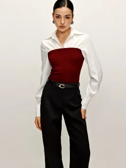 Best Two Tone Panel Polo Shirt Blouses & Shirts|Tops