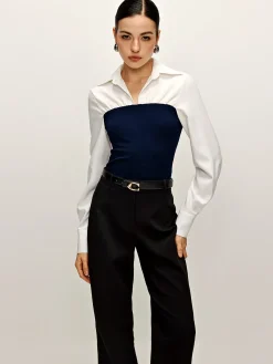 Best Two Tone Panel Polo Shirt Blouses & Shirts|Tops