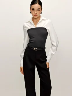 Best Two Tone Panel Polo Shirt Blouses & Shirts|Tops