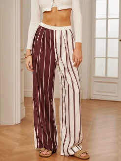 Outlet Two Tone Pinstripe Pocket Pants Pants|Bottoms