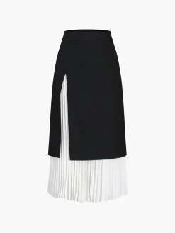 Best Two Tone Pleated Long Skirt Skirts|Bottoms