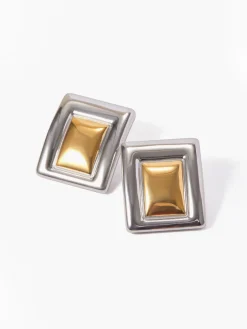 Best Two Tone Rectangular Earrings Earrings|Accessories