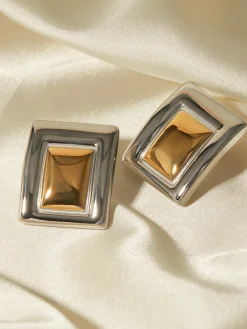 Best Two Tone Rectangular Earrings Earrings|Accessories