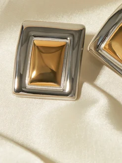 Best Two Tone Rectangular Earrings Earrings|Accessories