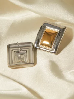 Best Two Tone Rectangular Earrings Earrings|Accessories
