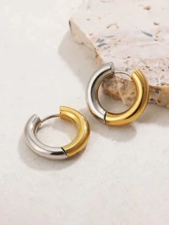 New Two Tone Splicing Hoop Earrings Earrings|Accessories